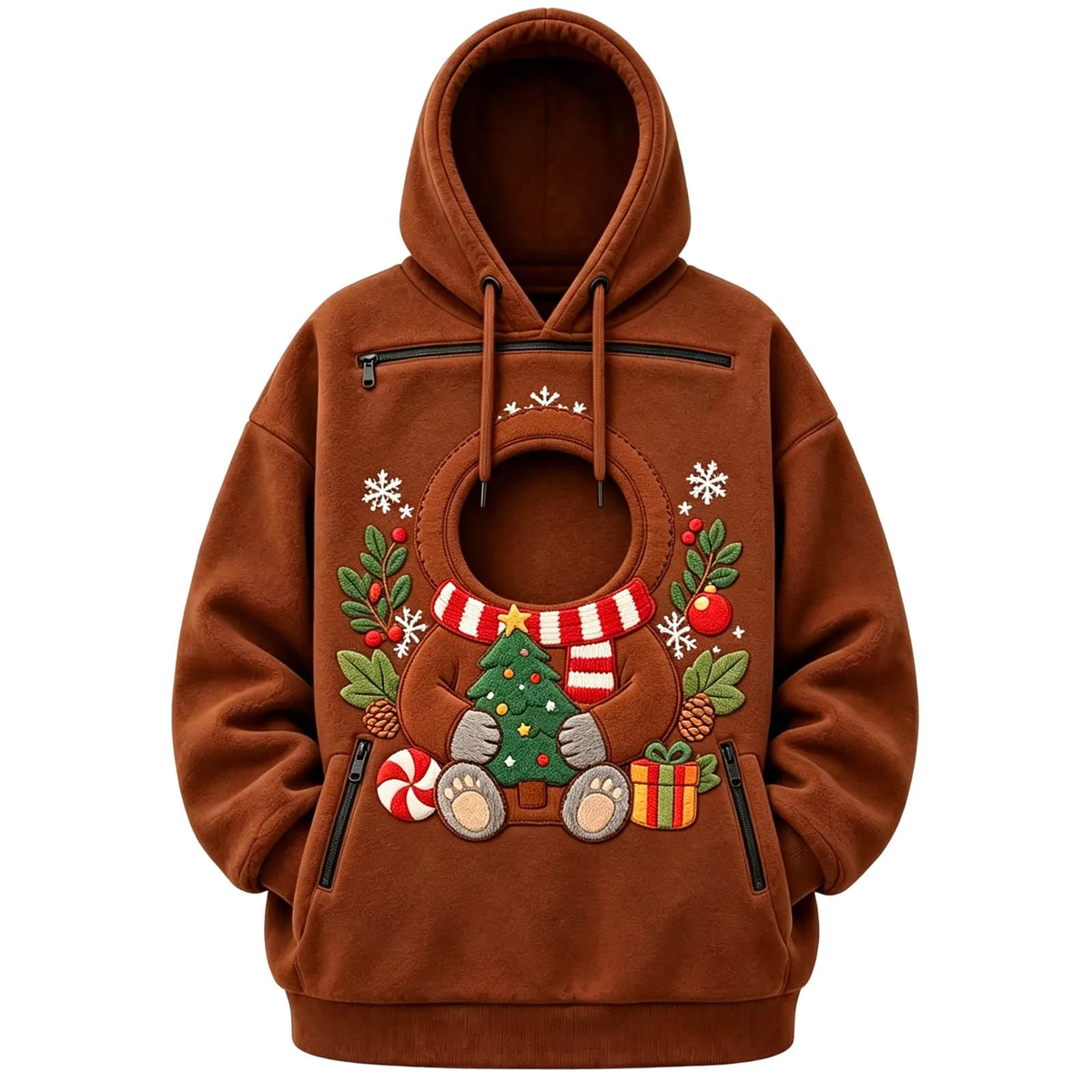 Festive Cat Pouch Carrier Hoodie