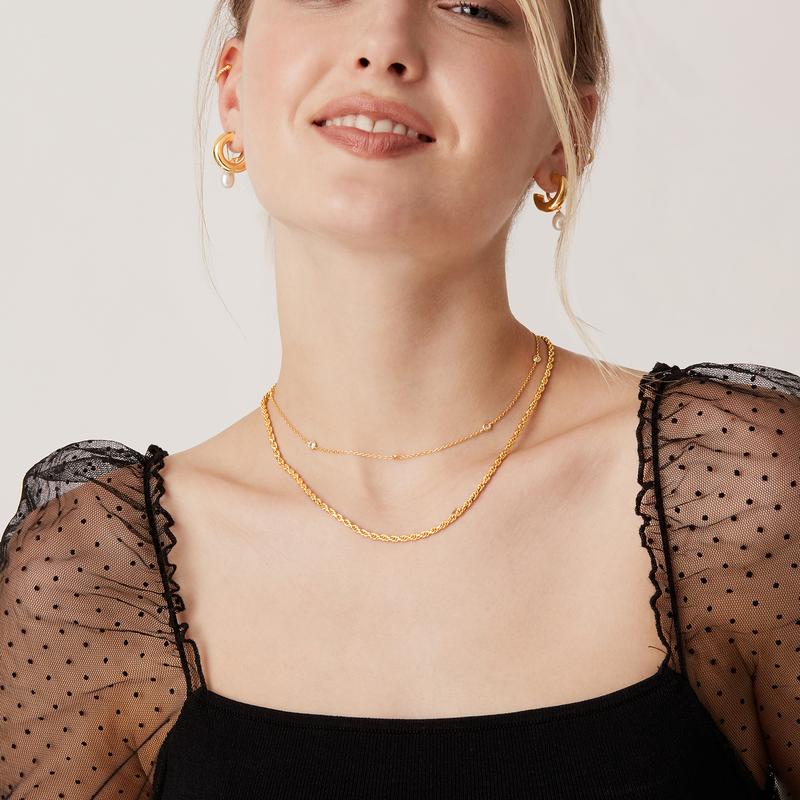 4K Gold Plated Station Necklace