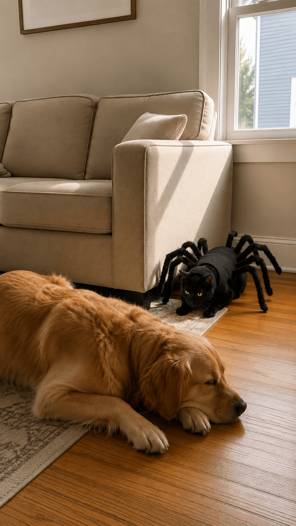 Customer's cat wearing the SpiderPaws costume