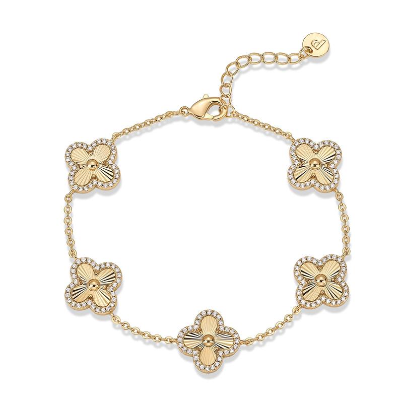 14K Gold Plated Clover Bracelet