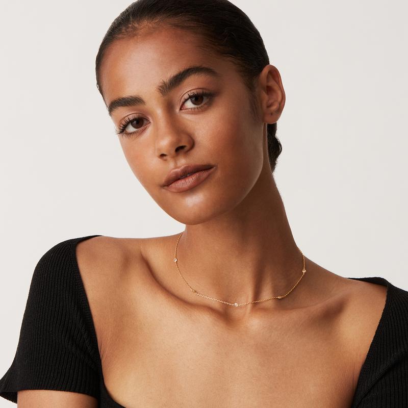 4K Gold Plated Station Necklace