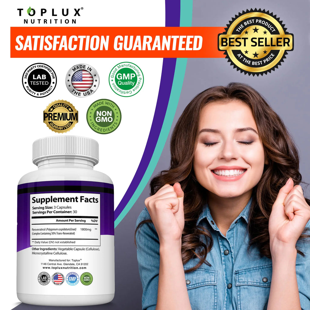 Suplemento de Resveratrol 1800 mg - Apoyo Antioxidante Natural