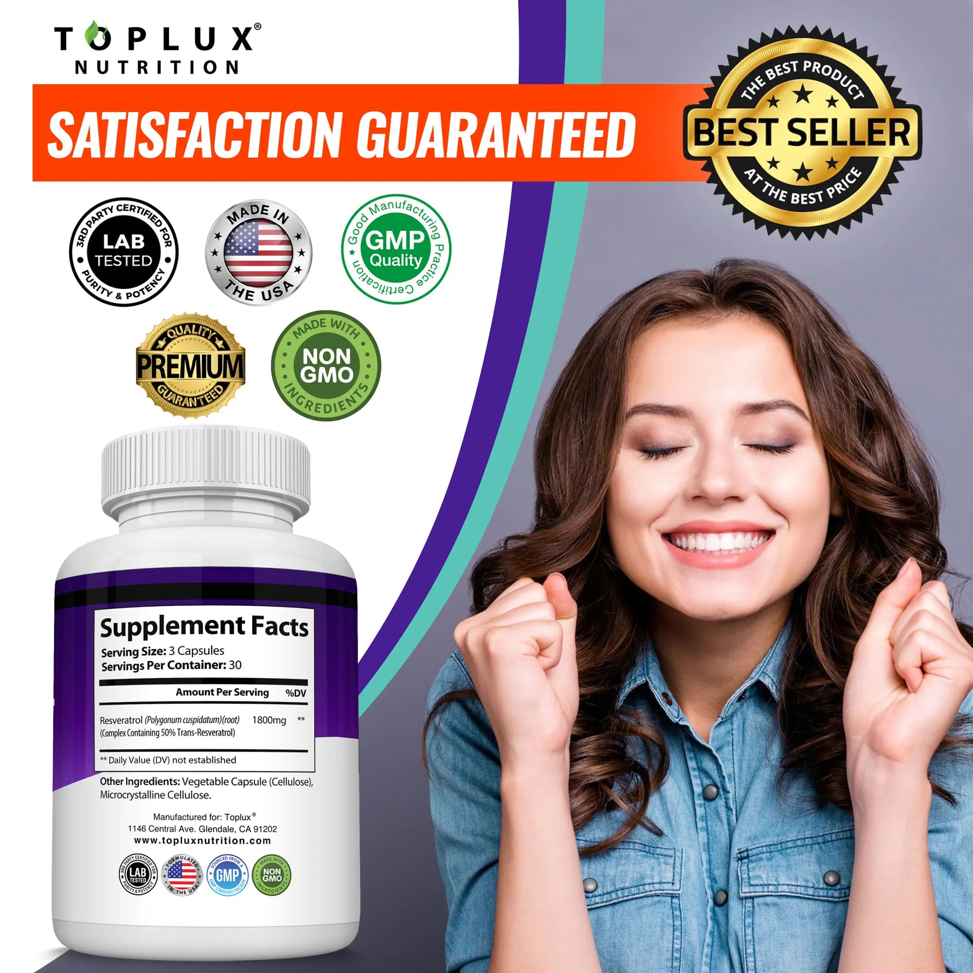 Suplemento de Resveratrol 1800 mg - Apoyo Antioxidante Natural