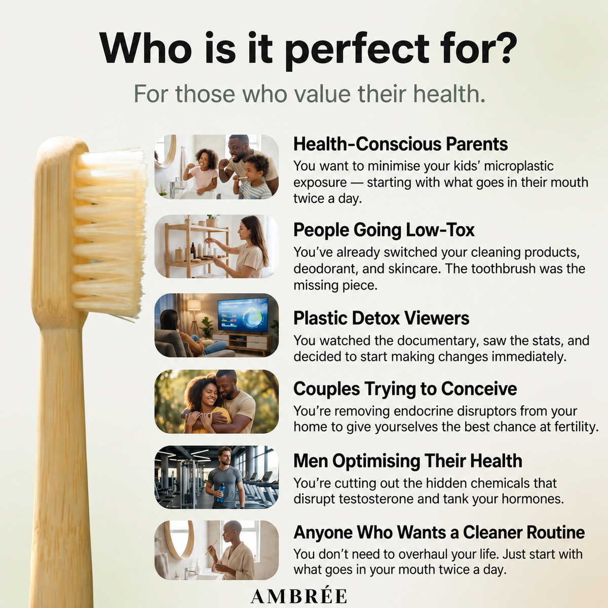 Natural Bristle Toothbrush Boar or Horse Hair