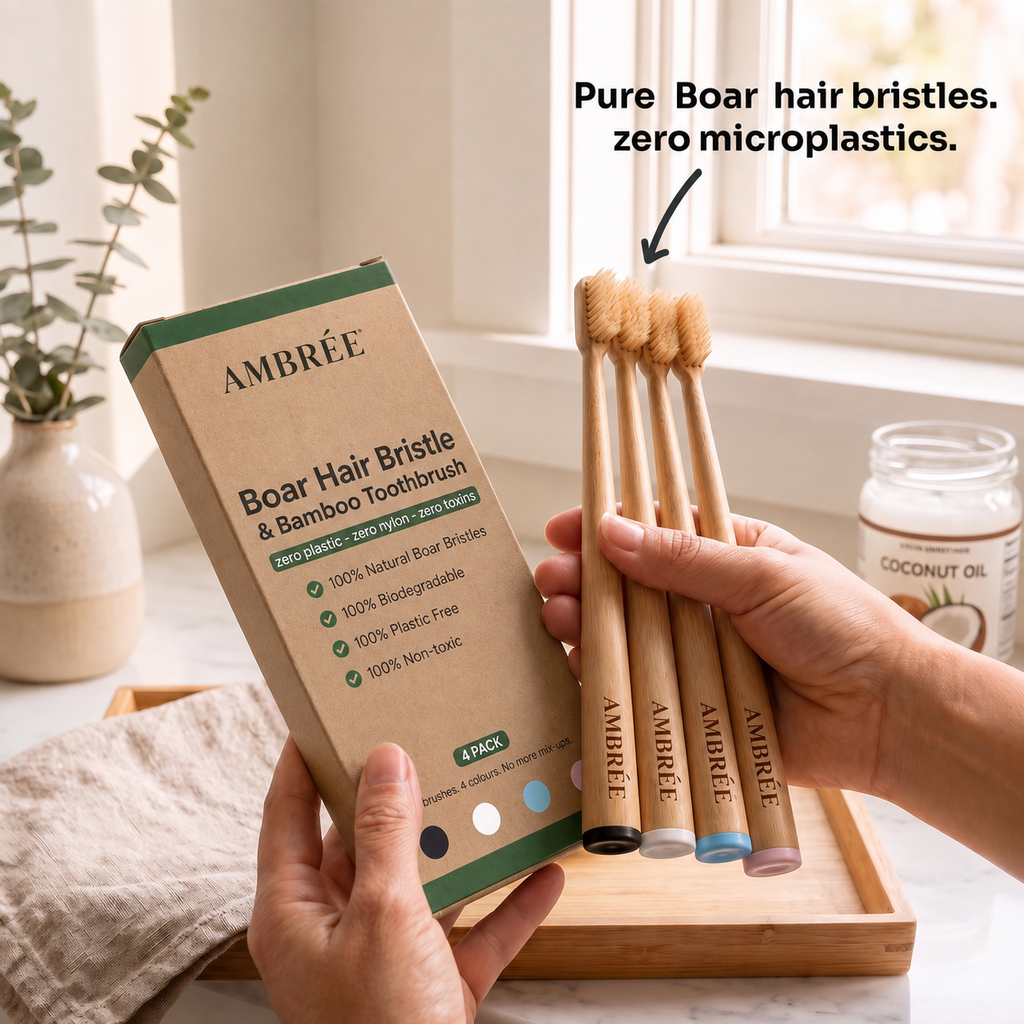 Natural Bristle Toothbrush Boar or Horse Hair