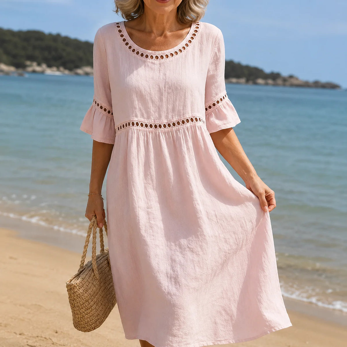 Hélène | Tummy-Control Linen Maxi Dress