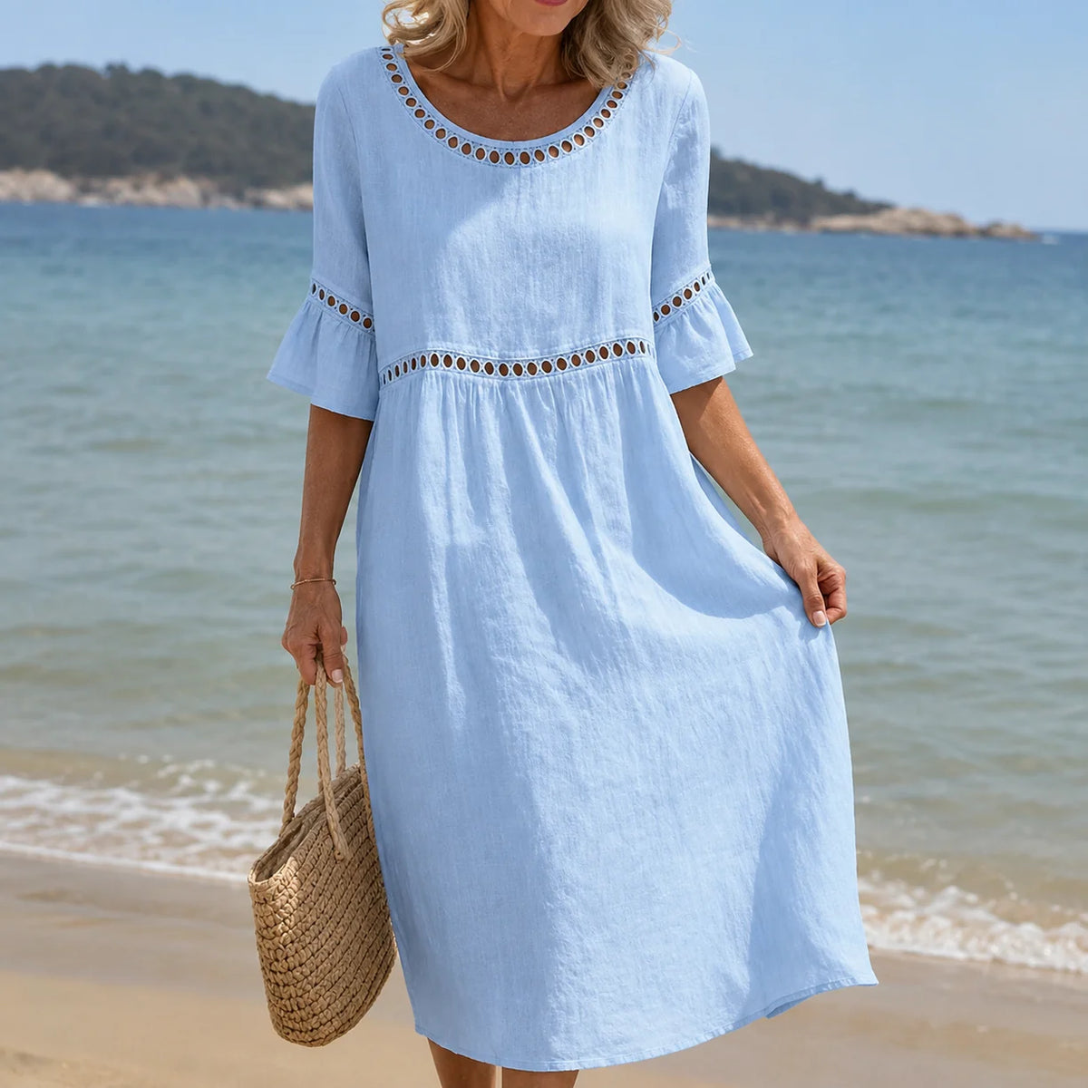 Hélène | Tummy-Control Linen Maxi Dress
