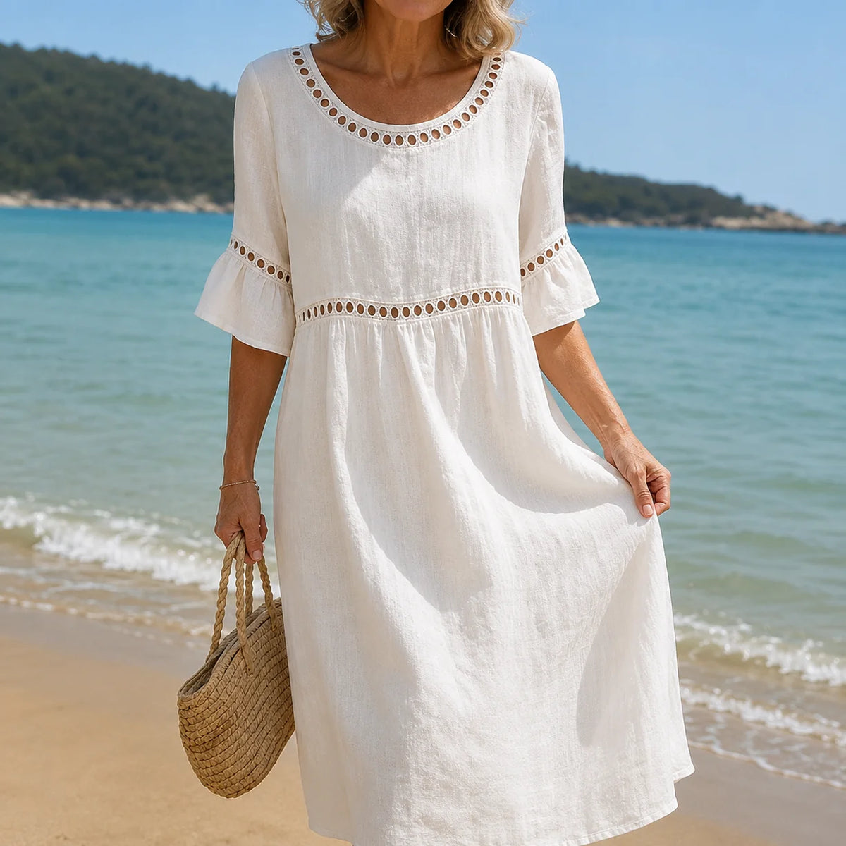Hélène | Tummy-Control Linen Maxi Dress