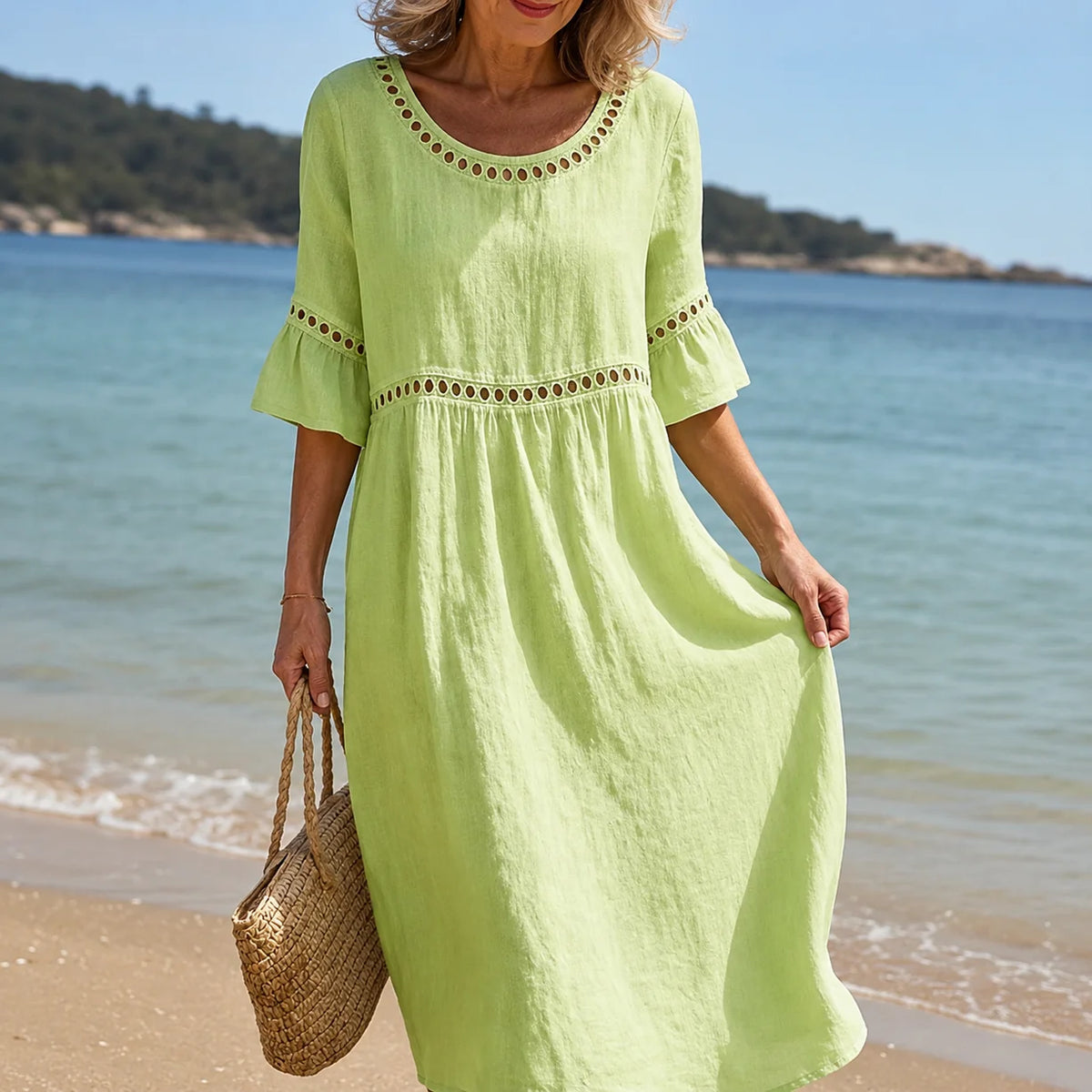 Hélène | Tummy-Control Linen Maxi Dress