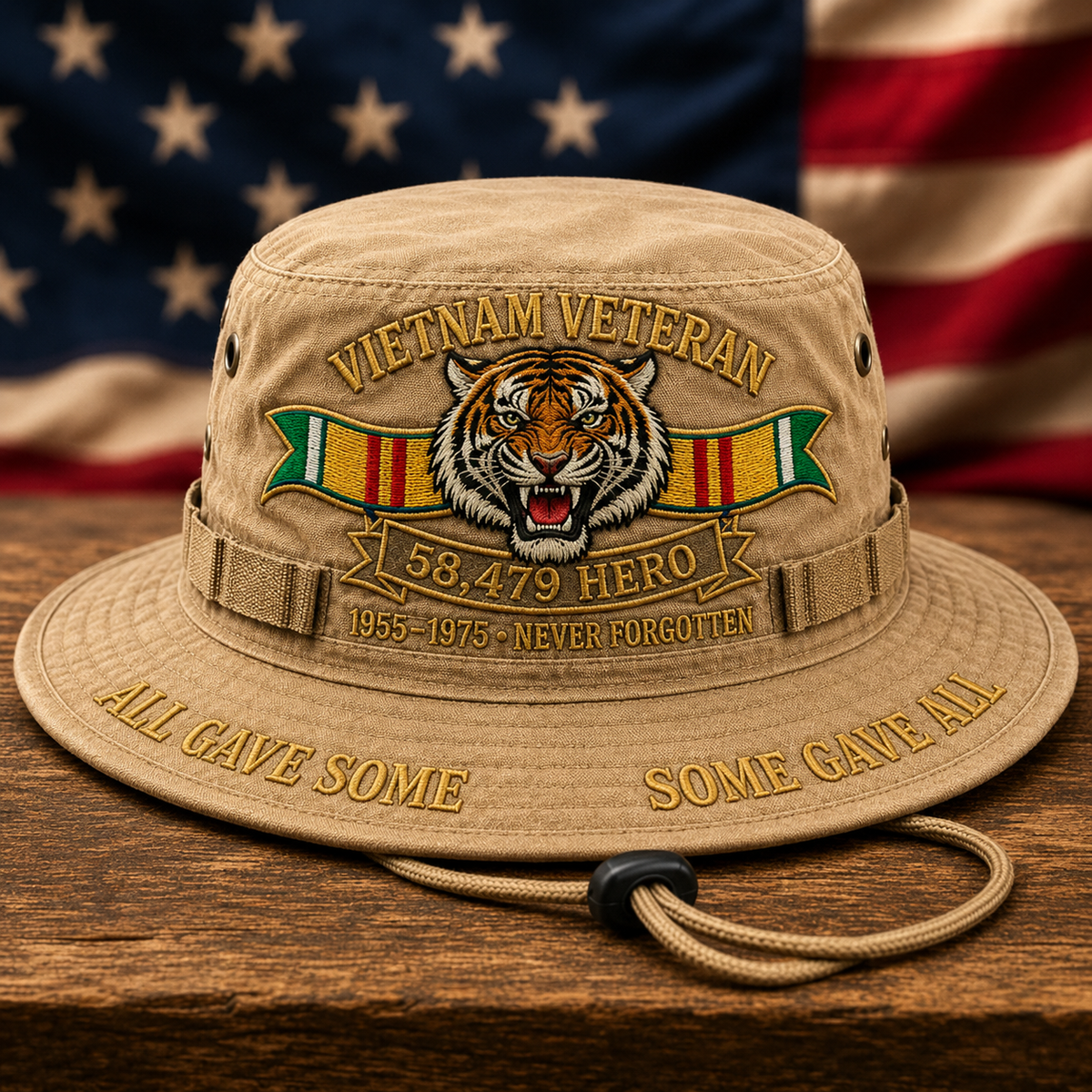 Vietnam Veteran Embroidered 58,479 Hero Boonie Hat