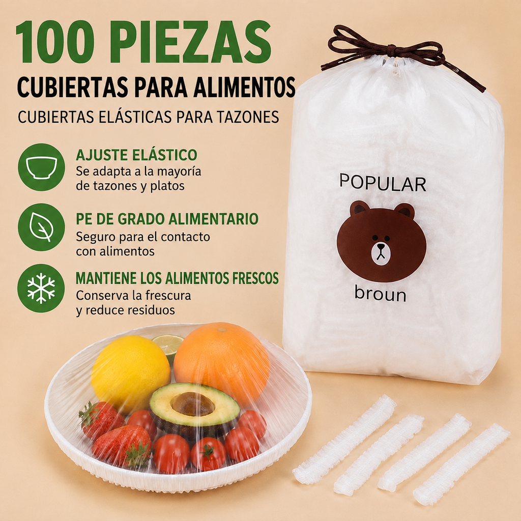 100PCS Disposable Stretch Food Covers for Bowls & Plates