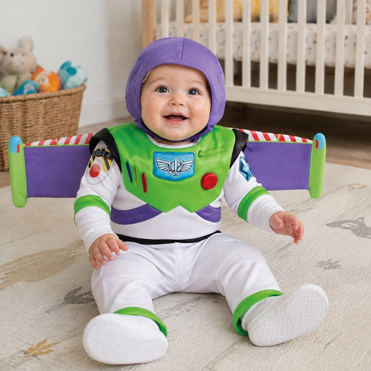 Baby wearing the Buzz Lightyear costume