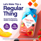 Fiber Well Sugar Free Gummies - 5g - Berry & Peach Flavor Fiber Gummies - Supports Digestive Health & Regularity