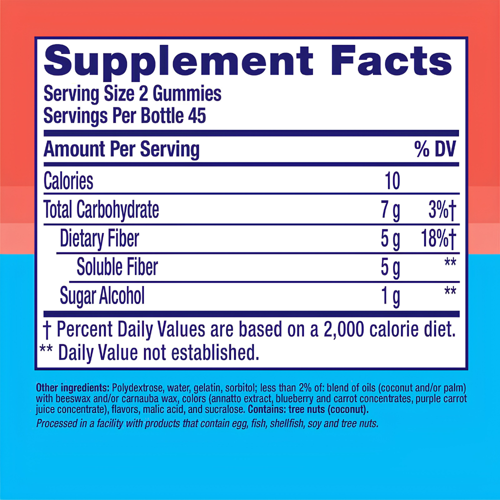 Fiber Well Sugar Free Gummies - 5g - Berry & Peach Flavor Fiber Gummies - Supports Digestive Health & Regularity