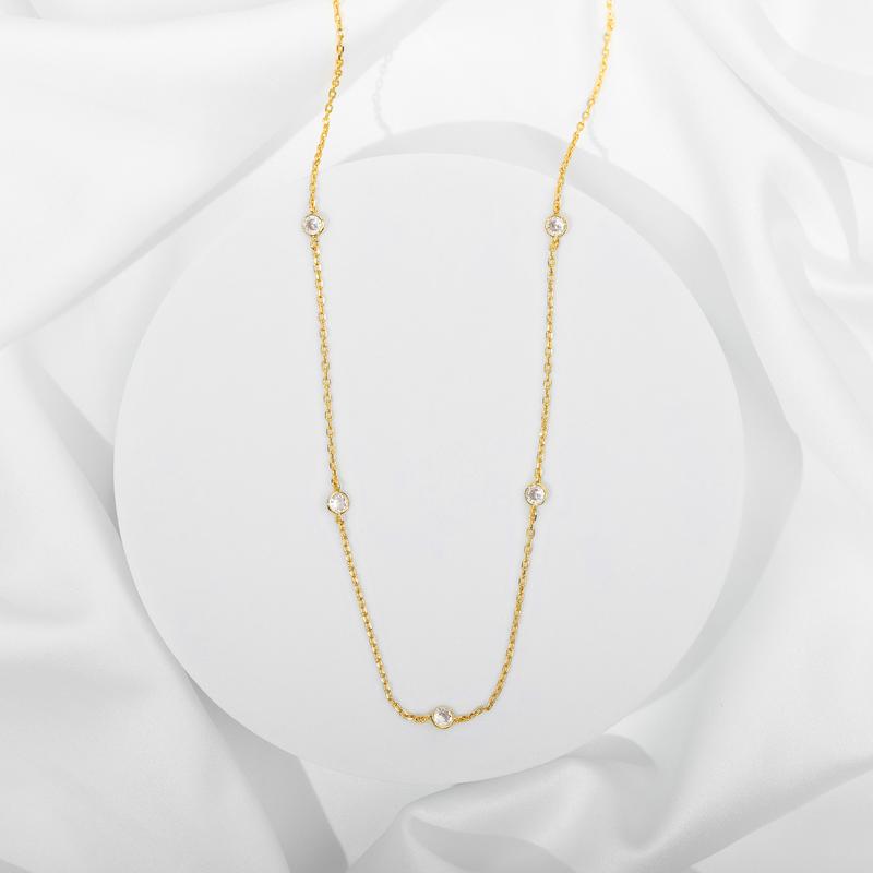 4K Gold Plated Station Necklace