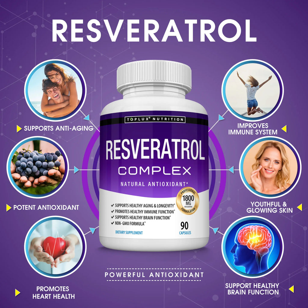 Suplemento de Resveratrol 1800 mg - Apoyo Antioxidante Natural