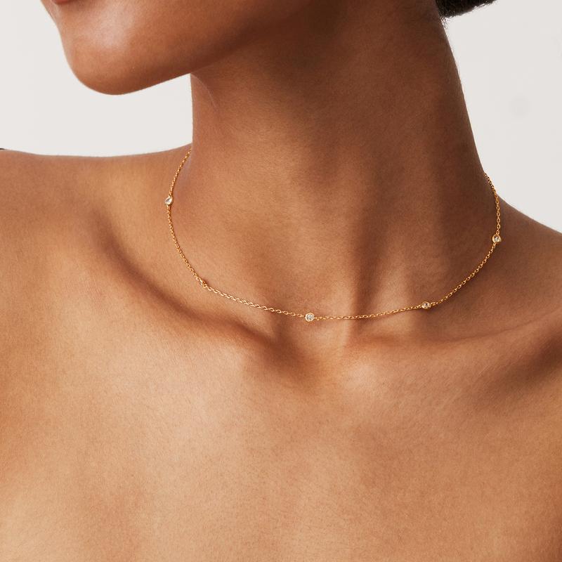 4K Gold Plated Station Necklace