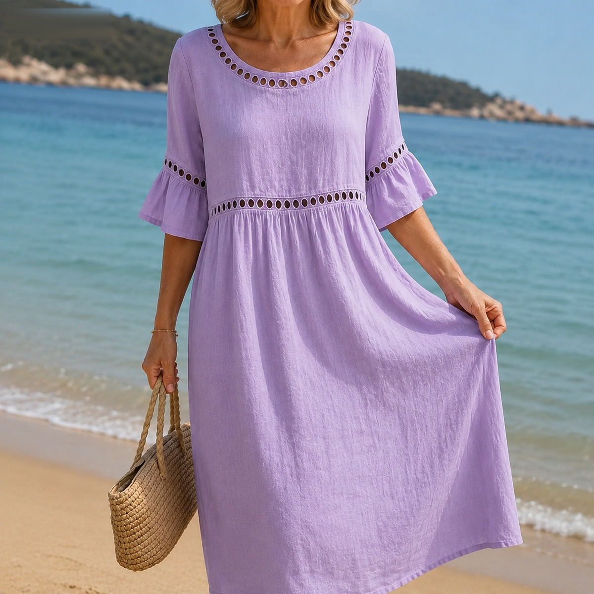 Hélène | Tummy-Control Linen Maxi Dress